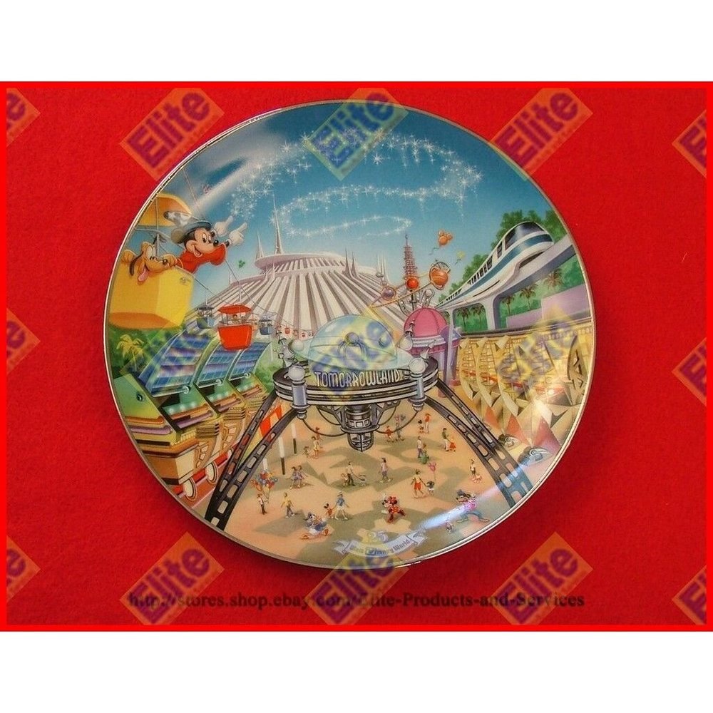 Walt Disney World 25th Anniversary "Tomorrowland" Bradford Plate - NIB +‎ COA